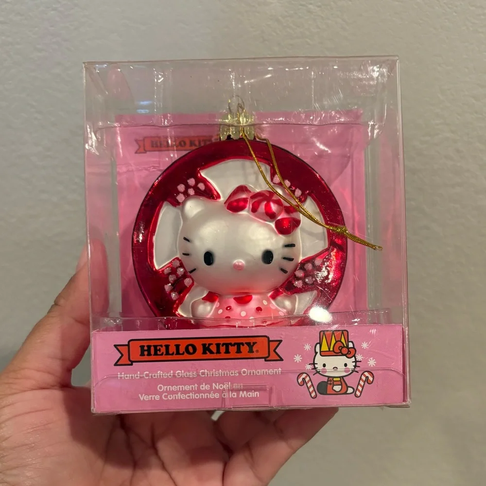 Kurt Adler Hello Kitty Hand-Crafted Glass Christmas Ornament New in Box